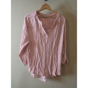 Daniel Rainn Petite Large Pink Patterned Blouse Top Shirt Geometric Pattern